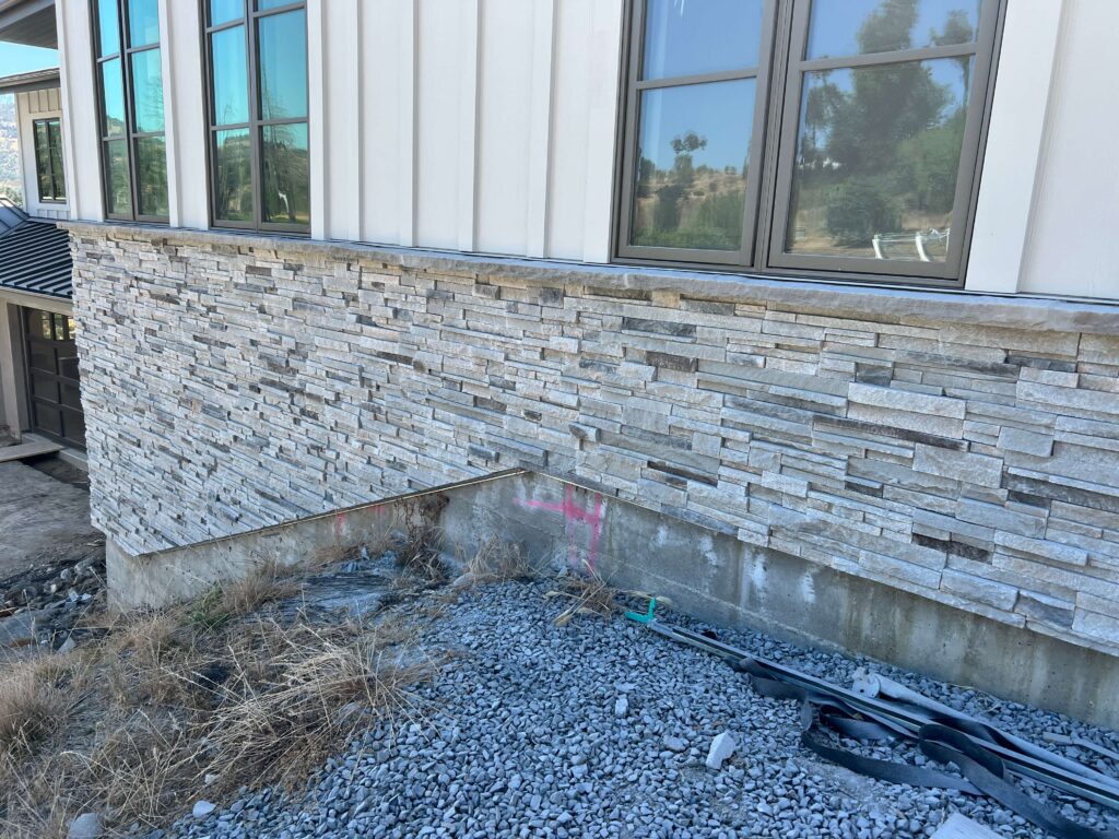 thin stone veneer exterior wall installation on a residential home in Santa Rosa, California